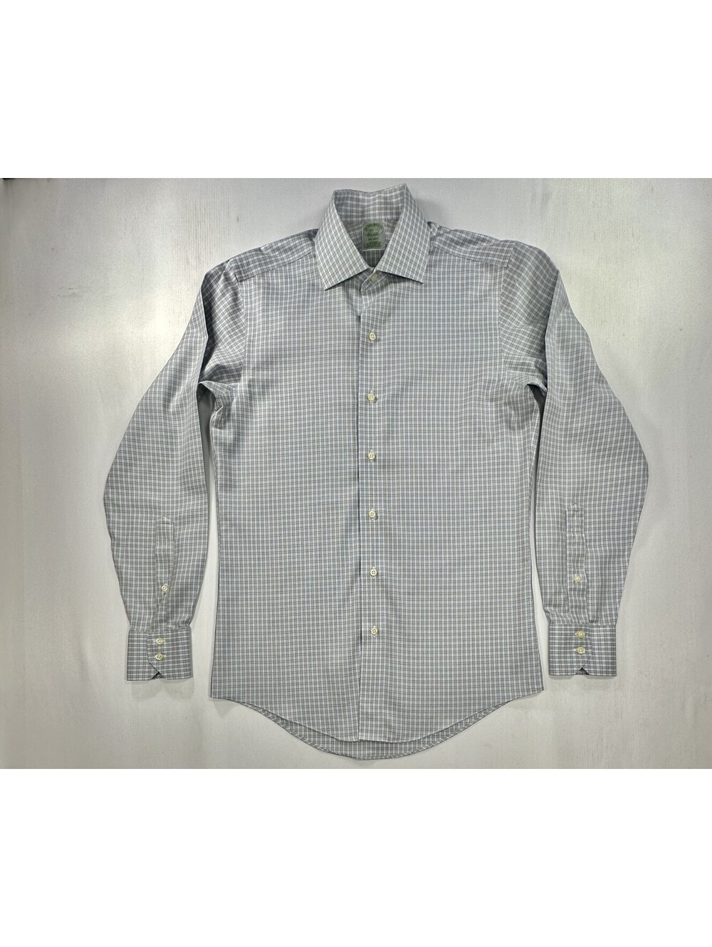 Brooks Brothers Non-Iron Check Milano Button Up Gray Mens M